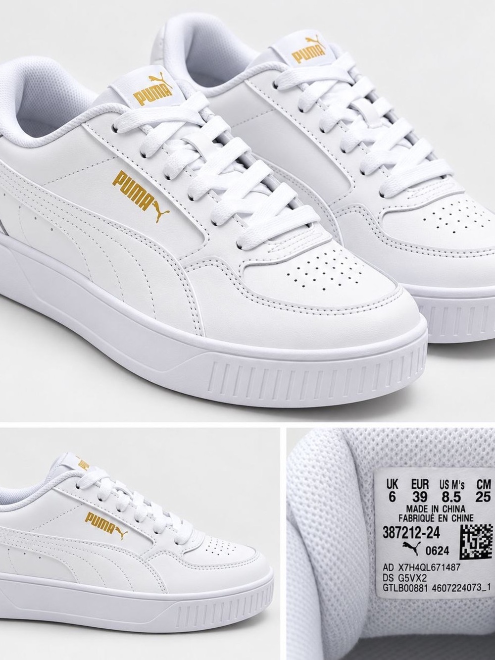 Puma Women White Platform Sneaker with Gold Logo